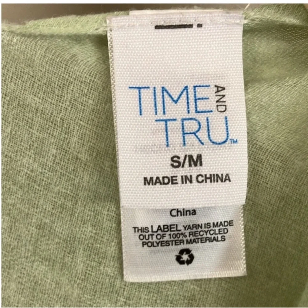 3/$15 ❤️  Time & Tru light green embroidered kimono wrap coverup s/m runs big